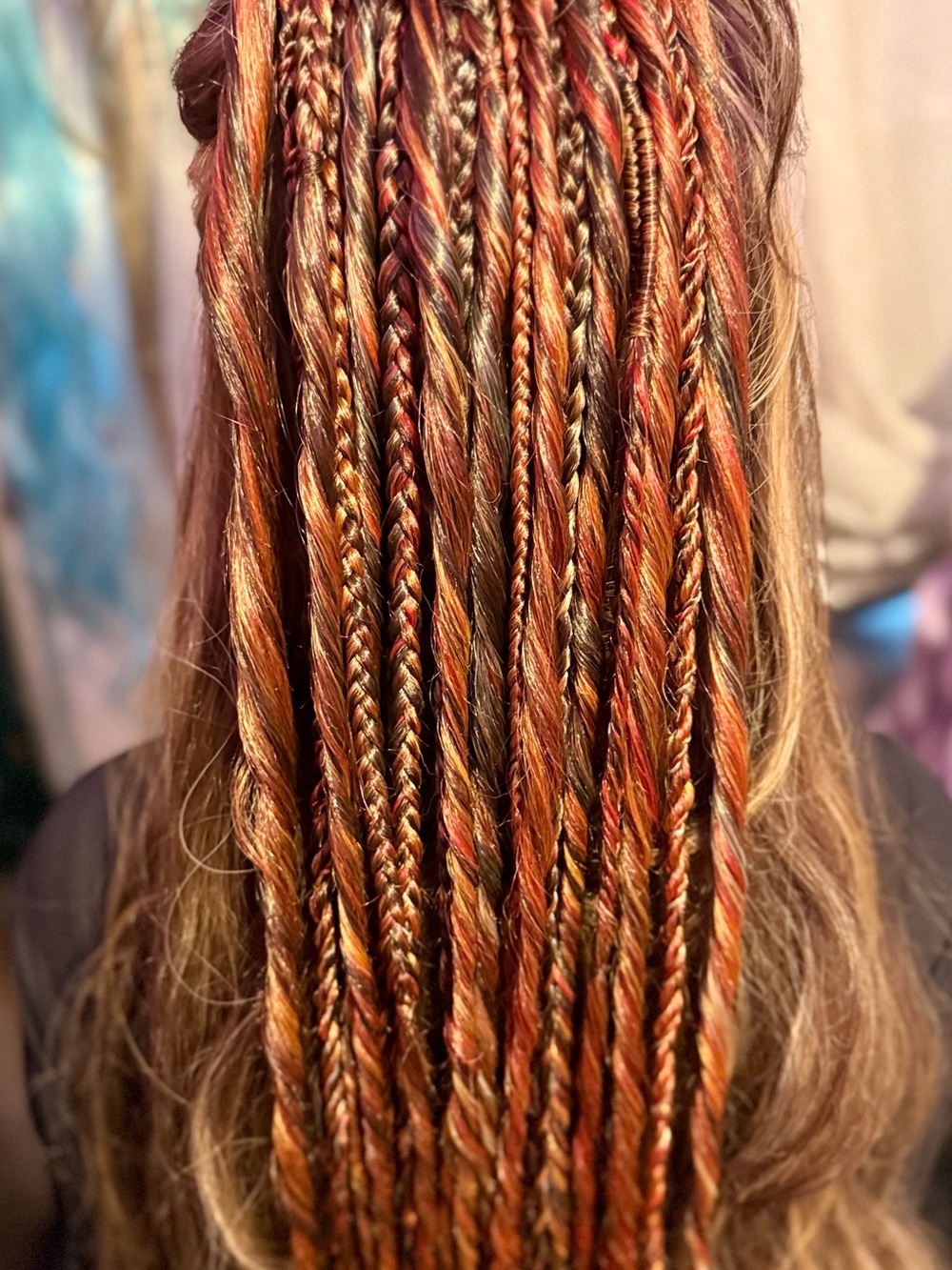 Hand-Braided Orange and Brown Hair Extensions